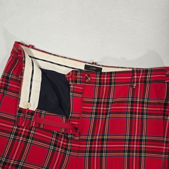 J.CREW CAMERON Academia Red Stewart Tartan Wool Hi-Rise Crop Pant Women Size 12. - Picture 7 of 17